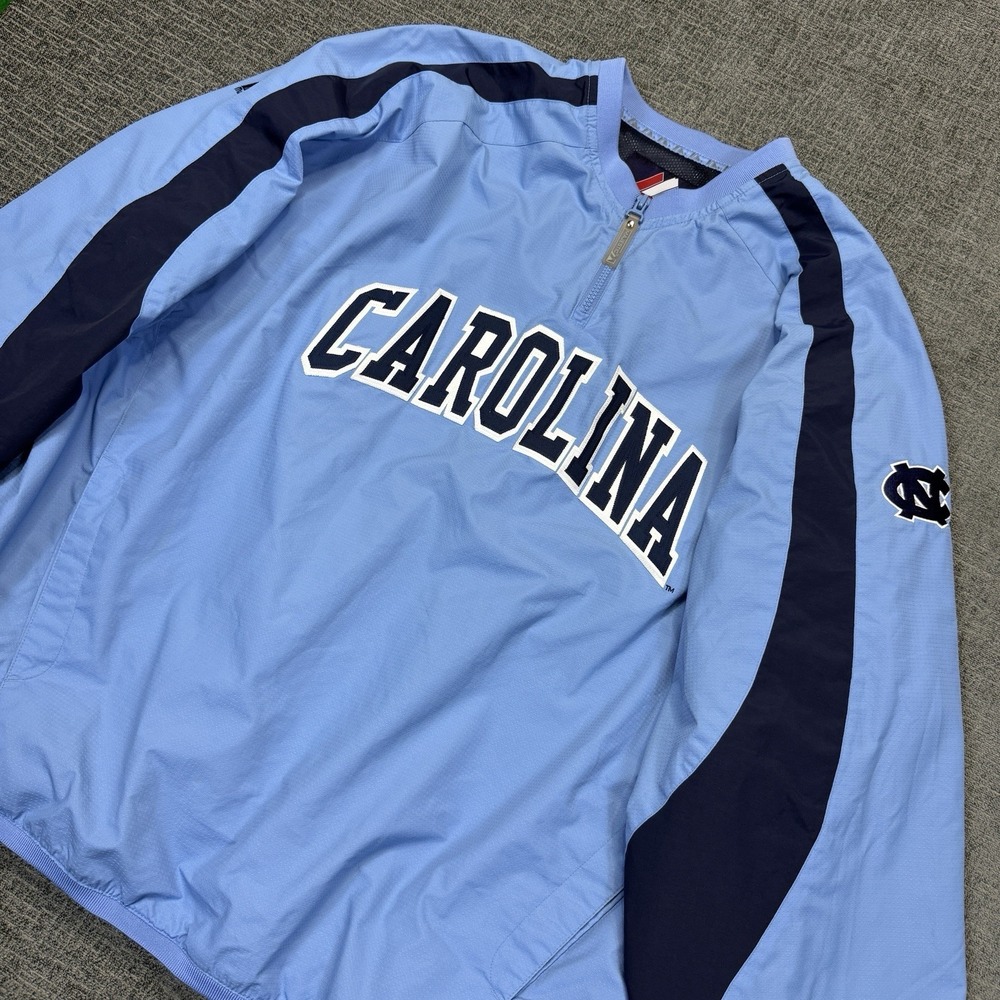 Vintage Majestic North Carolina UNC Tar Heels Pullover 1/4 Zip Jacket Mens XXL